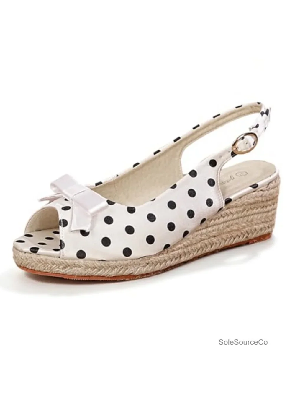 Women's Espadrille Wedge Heels Platform Slingback Sandals Bow Polka Dots Open